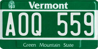 VT license plate AOQ559