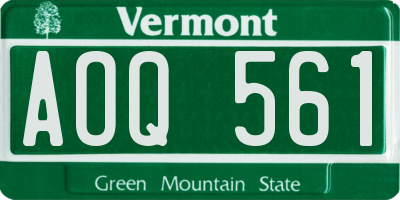 VT license plate AOQ561