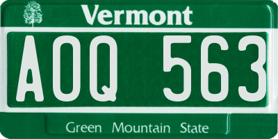 VT license plate AOQ563