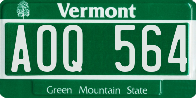 VT license plate AOQ564