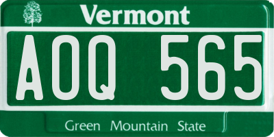 VT license plate AOQ565
