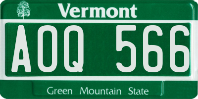 VT license plate AOQ566