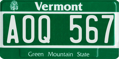 VT license plate AOQ567