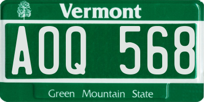 VT license plate AOQ568