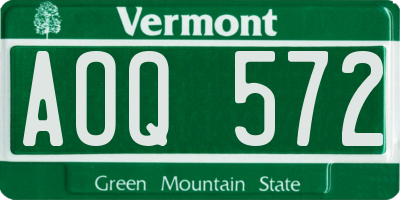 VT license plate AOQ572