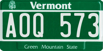 VT license plate AOQ573