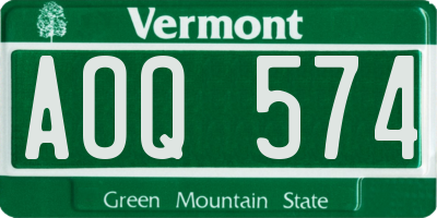 VT license plate AOQ574