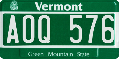 VT license plate AOQ576