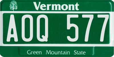 VT license plate AOQ577