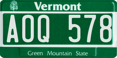 VT license plate AOQ578