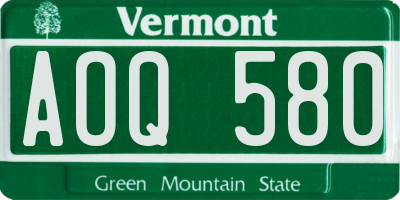 VT license plate AOQ580