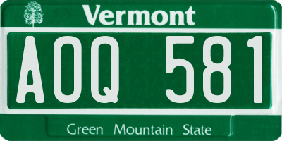 VT license plate AOQ581