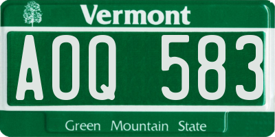VT license plate AOQ583