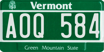 VT license plate AOQ584