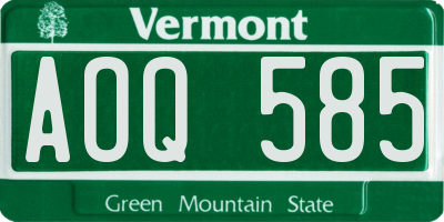 VT license plate AOQ585