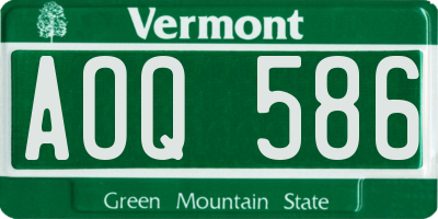 VT license plate AOQ586