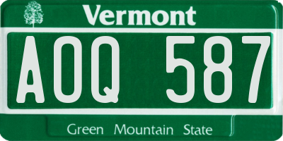 VT license plate AOQ587