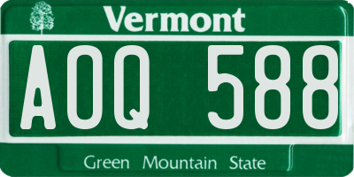 VT license plate AOQ588