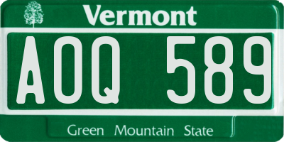 VT license plate AOQ589