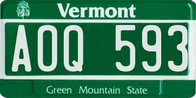 VT license plate AOQ593