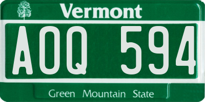 VT license plate AOQ594