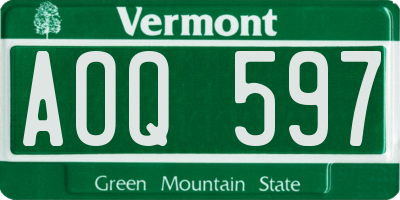 VT license plate AOQ597