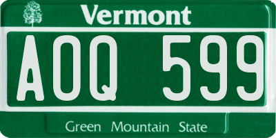 VT license plate AOQ599