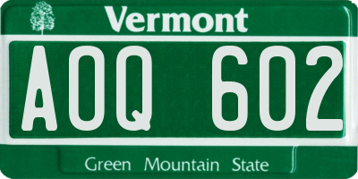 VT license plate AOQ602