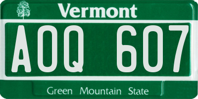 VT license plate AOQ607