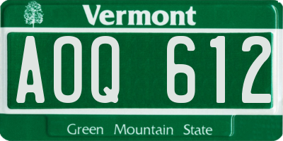 VT license plate AOQ612