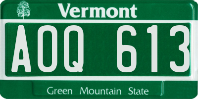 VT license plate AOQ613