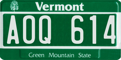 VT license plate AOQ614