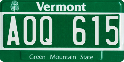 VT license plate AOQ615