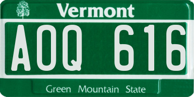 VT license plate AOQ616