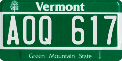 VT license plate AOQ617