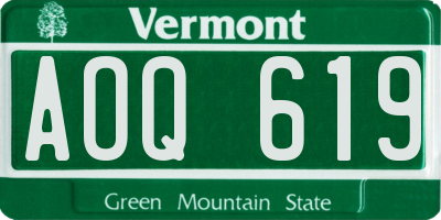 VT license plate AOQ619