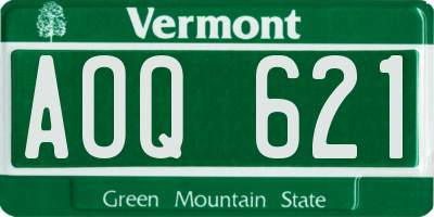 VT license plate AOQ621