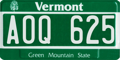 VT license plate AOQ625
