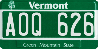 VT license plate AOQ626