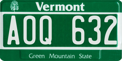 VT license plate AOQ632