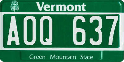 VT license plate AOQ637