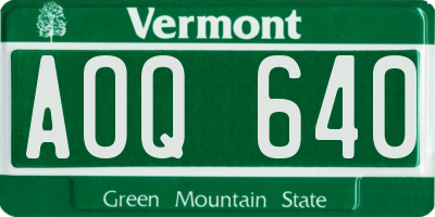 VT license plate AOQ640