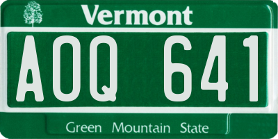 VT license plate AOQ641