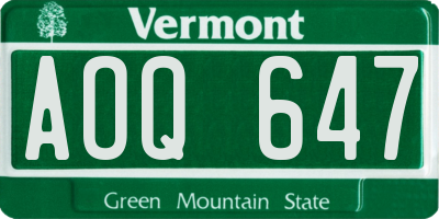 VT license plate AOQ647