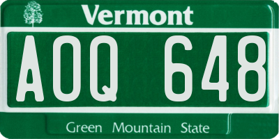 VT license plate AOQ648