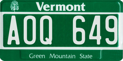 VT license plate AOQ649