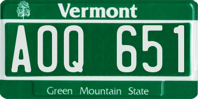 VT license plate AOQ651