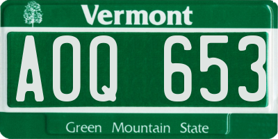 VT license plate AOQ653