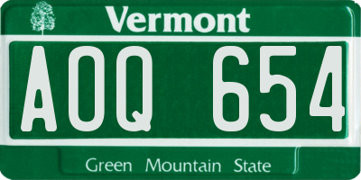 VT license plate AOQ654