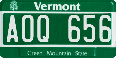 VT license plate AOQ656